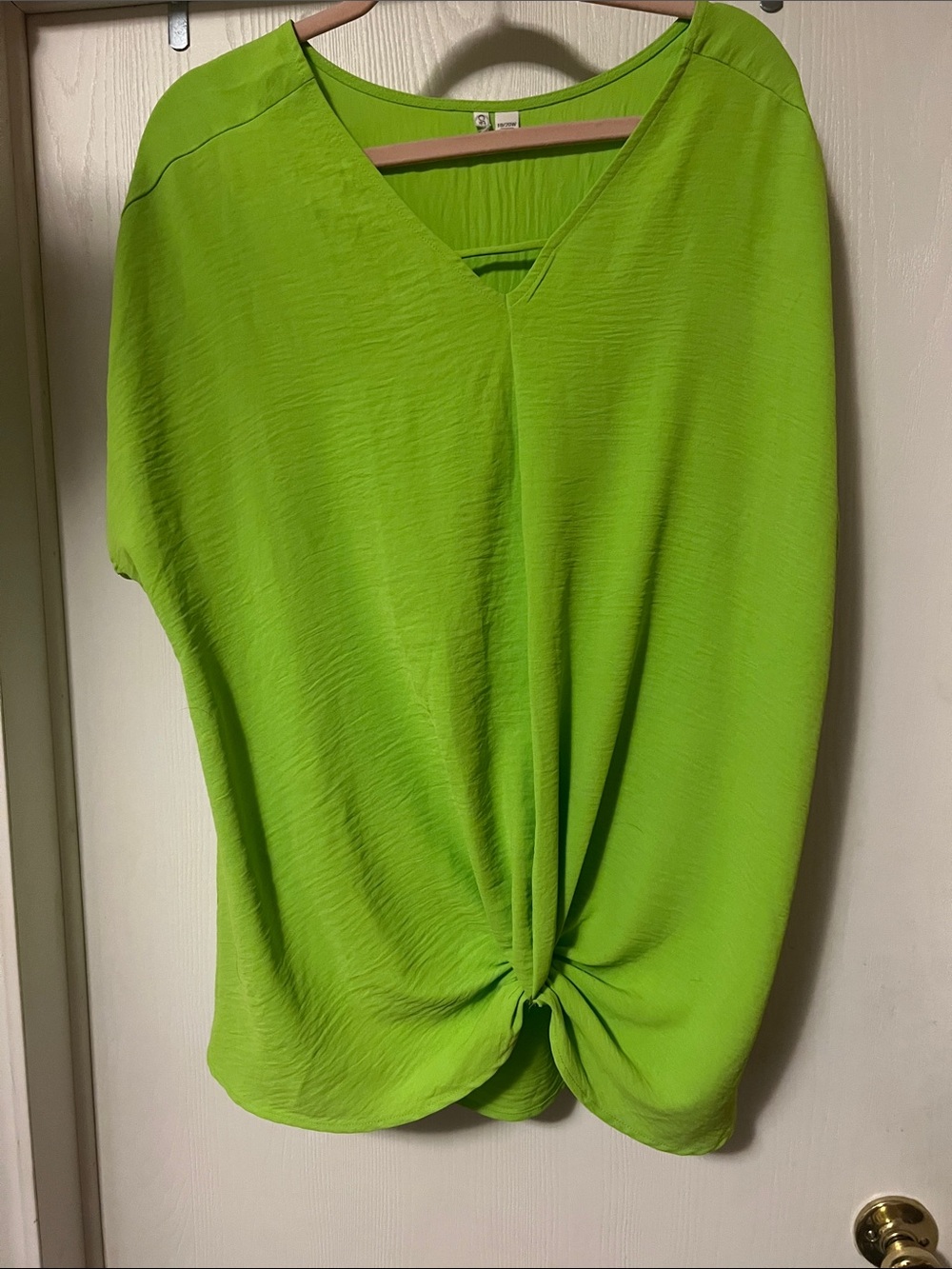 Cato Lime Green Twist-Front V-Neck Tunic